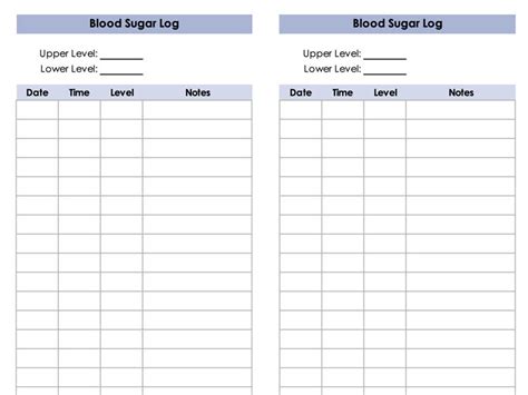 Blood Sugar Log Template Excel Templates