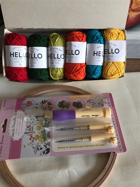 Punch Needle Kit For Beginners 100 Cotton Yarn T For Etsy