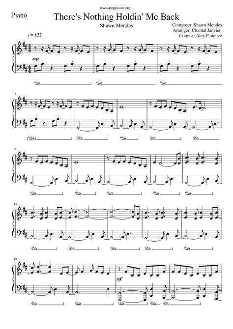 Shawn Mendes Theres Nothing Holdin Me Back Sheet Music Pdf Free
