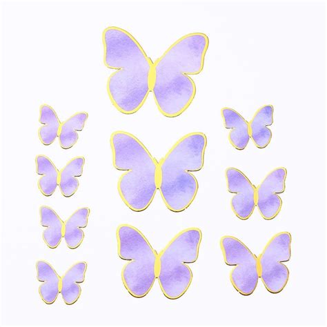 Hand Painted Purple Butterfly Cake Topper Pack Of 10 Cake Toppers