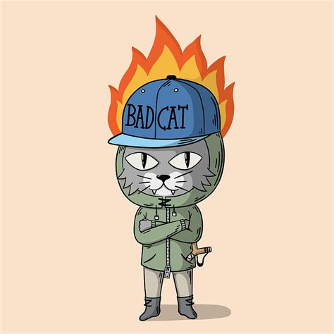 Bad Cat Cartoon Louis16art Drawing Fire Illustration Kid Rebel