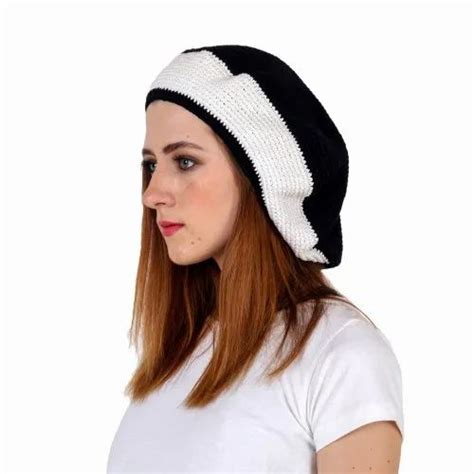 Black And White Women Handmade Beanies Cap At Rs 450piece Knitted