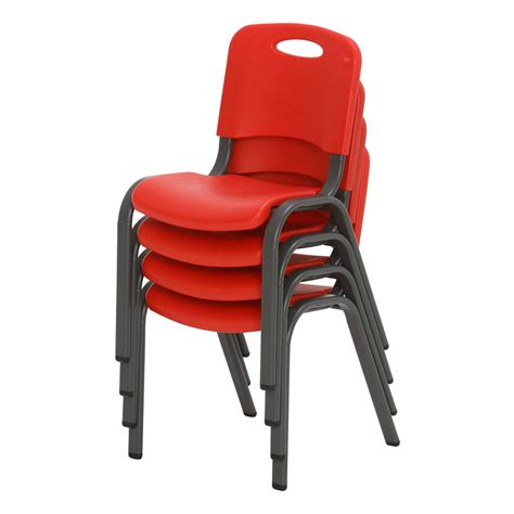 Lifetime Childrens Stacking Chairs 80532 4 Pack Fire Red Item 232227