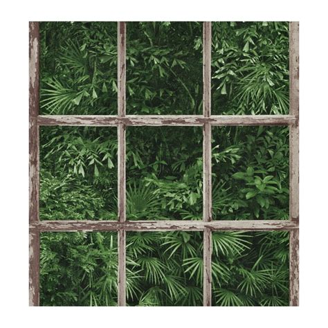 Erismann Leaf Wild Tropical Plants Faux Wooden Window Wallpaper 6373 07