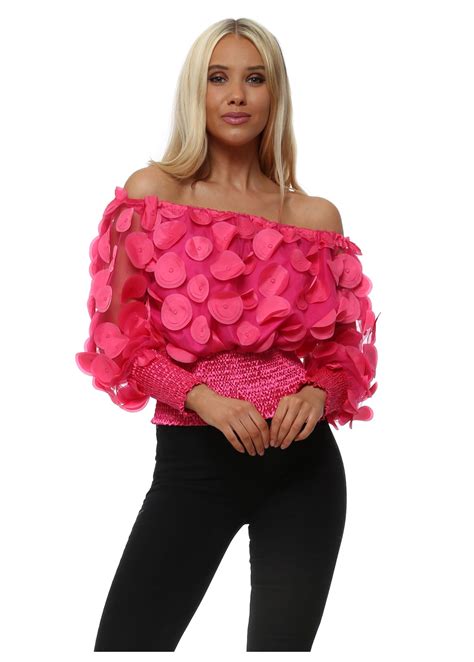 Off Shoulder Blouse One Shoulder Hot Pink Tops Ruffled Ruffle Blouse How To Wear Clothes