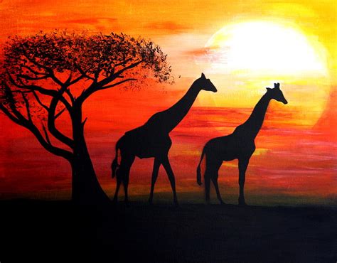 African Sunset Painting Ubicaciondepersonascdmxgobmx
