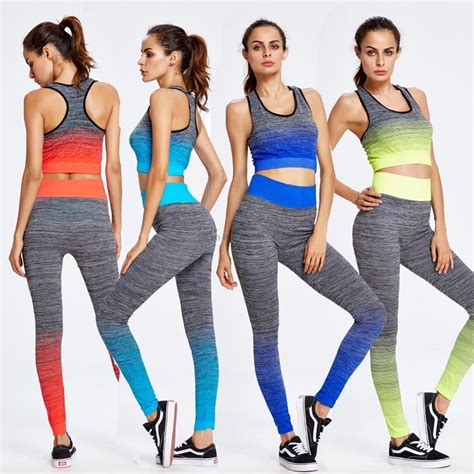 Two Piece Yoga Sets Gym Fitness Clothing Women Training Running Jogging Suit Workout Tight