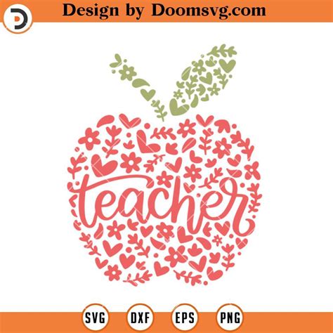 Teacher Apple Svg Teacher Life Svg Teacher Svg Doomsvg