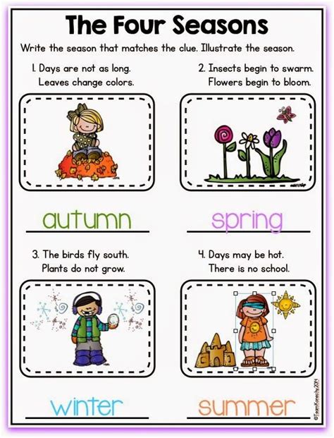 The Four Seasons Seasons Lessons Weather Kindergarten Classroom