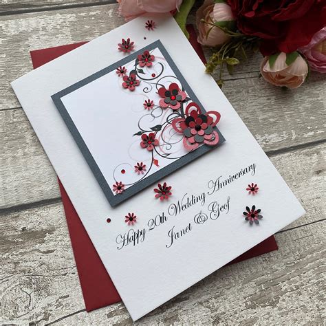 Luxury Handmade Wedding Anniversary Card Floral Handmade Cards