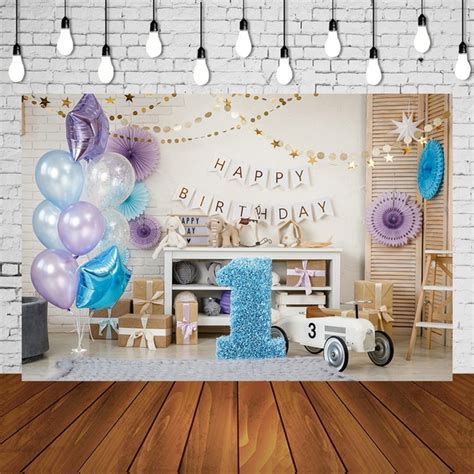 1st Birthday Backdrop For 1 Year Baby Boy Diy Photo At Home One Blue