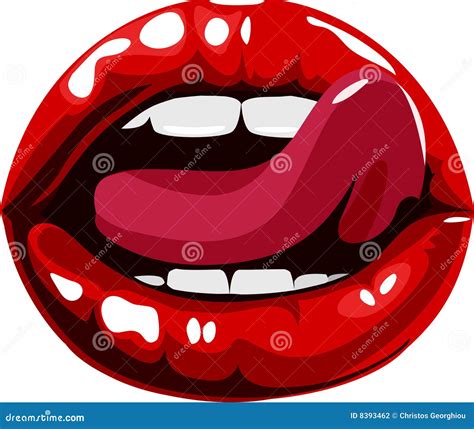 Licking Red Lips Illustration Stock Vector Illustration Of Crimson