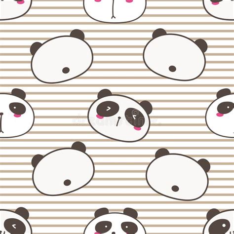 Cute Panda Vector Pattern Background Fun Doodle Stock Vector