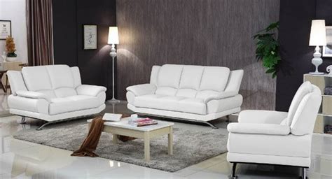 Milano Modern Leather Sofa Set White Matisseco