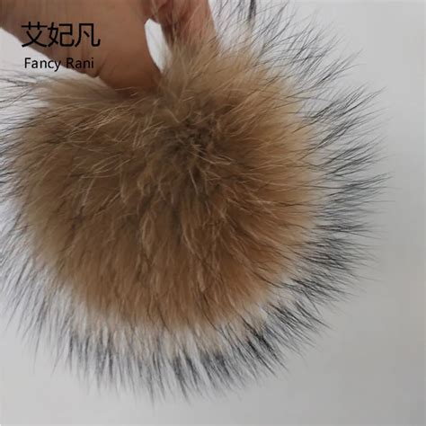 15cm Big 100 Real Raccoon Fur Pom Poms Ball Fur For Women Winter Hats Caps Natural Raccoon Fur