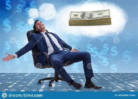 The Businessman Dreaming Of Money Dollars Stock Photo Image Of