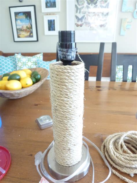 Diy Nautical Rope Lamp Knockoff Using A Sisal Rope Wrap The Happy Housie