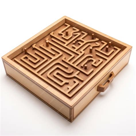 Premium Ai Image Wooden Labyrinth Maze Game Wooden Toy Isolated On