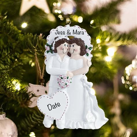 Lesbian Gay Couple Wedding Personalized Ornament Wedding T