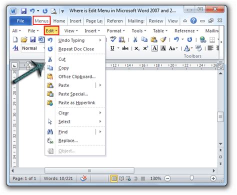Where Is The Edit Menu In Microsoft Word 2007 2010 2013 2016 2019