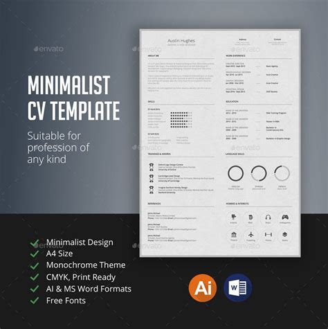 It offers plenty of room for your professional experience. Minimalist CV Template by BlackandWhiteStudio | GraphicRiver