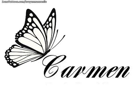 Diseño de Mariposas Carmen Letras Tatuajes de nombres Tatuajes de