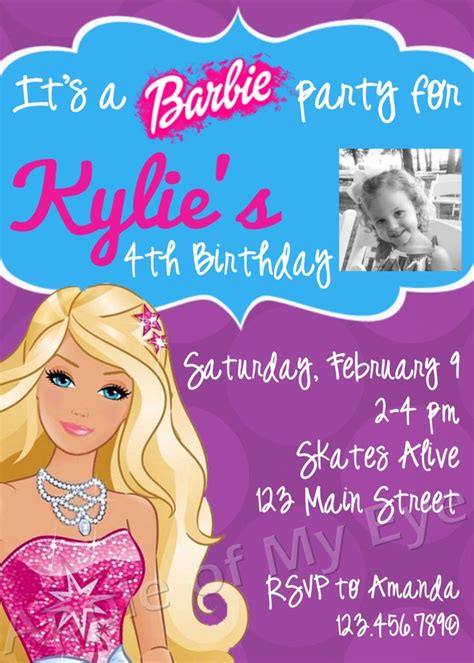 8 Best Barbie Invitation Cards Images On Pinterest Barbie Party Barbie Birthday Party And