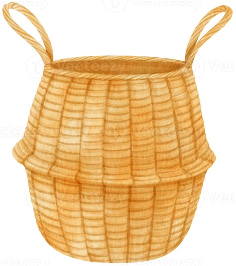 Watercolor Wicker Basket Illustration 9661018 Png