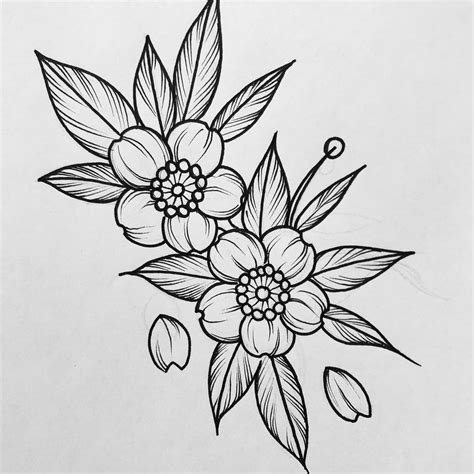 Cherry Blossoms Design Rose Drawing Tattoo Tattoos Blossom Tattoo