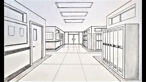 How To Draw In One Point Perspective Hallway Youtube