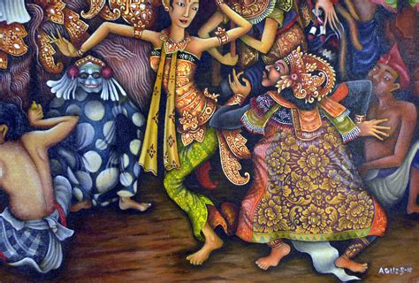 Hand Painting Balinese Bali Barong Dance Intricate Ebay