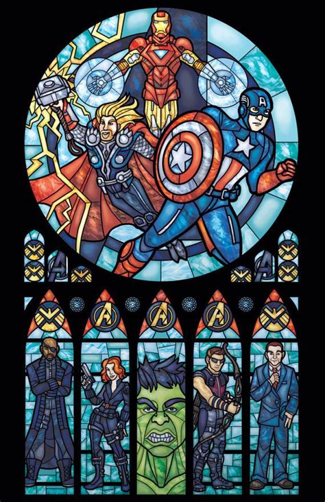 Stained Glass Avengers Print By Fayproductions On Etsy Dibujos Marvel