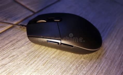 Black Computer Mouse On The Desktop Optical Computer Mouse For