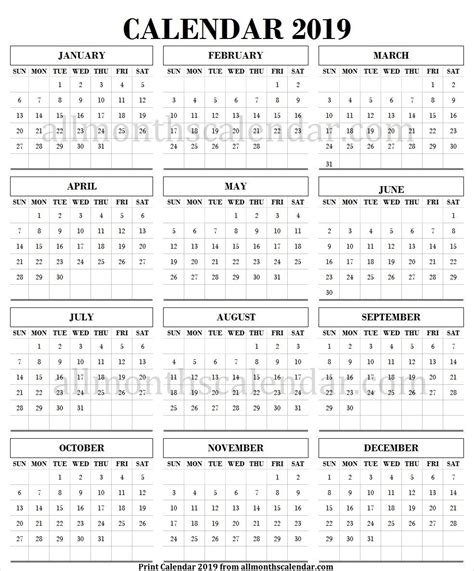 2019 Year Calendar Download Calendar Download Calendar Yearly Calendar
