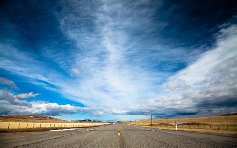 Clouds Landscapes Nature Highway Roads Skyscapes Blue Skies