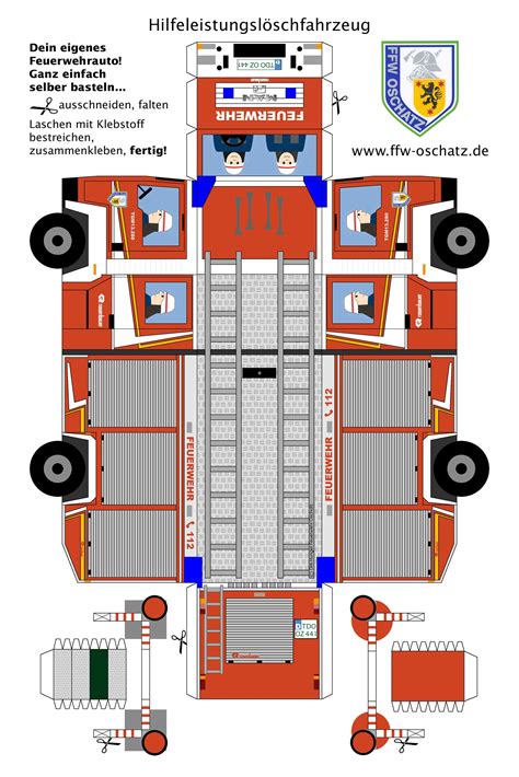 Bastelbogen, Kinder feuerwehr, Basteln
