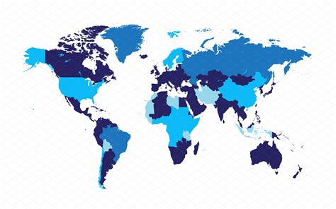 World Map With Borders Flat Blue Pre Designed Illustrator Graphics