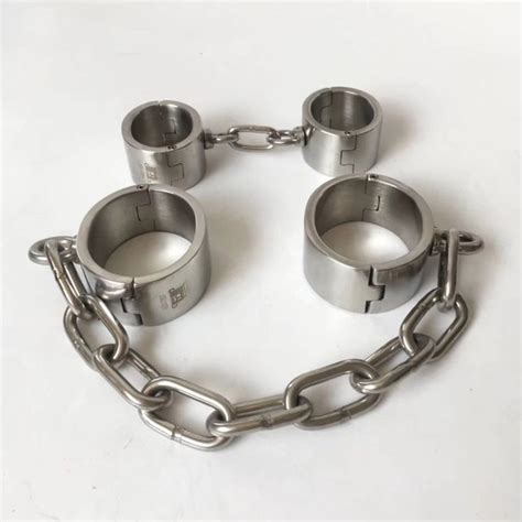 stainless steel metal bdsm bondage set handcuffs leg irons adult games sex slave restraints hand