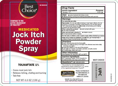 Best Choice Tolnaftate Jock Itch Powder Spray Talc Free