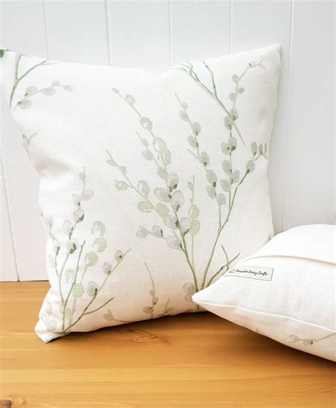 Laura Ashley Pussy Willow Cushion Green Floral Hedgerow Etsy