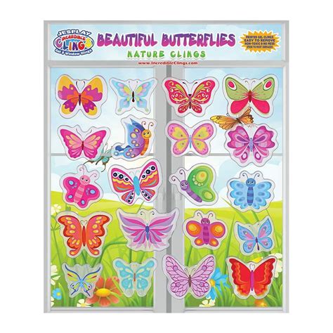 Beautiful Butterflies Thick Gel Clings Reusable Glass Window Clings