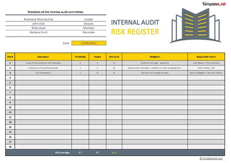 Risk Register Template Excel