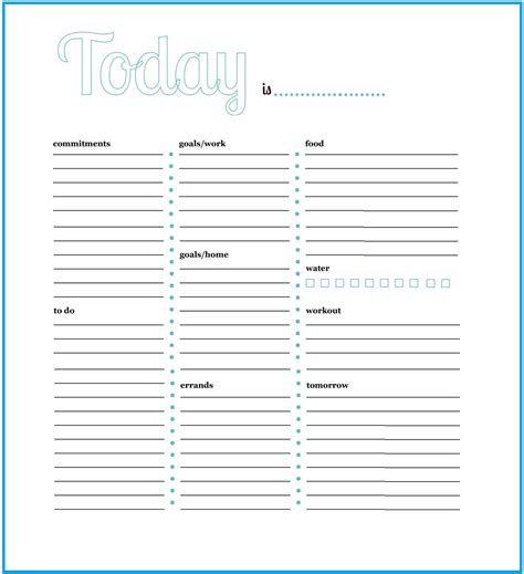 Day Tasks Planner Printable