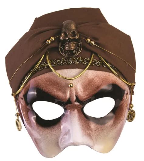 Mens Mystic Fortune Teller Half Mask With Brown Scarf Adult Venetian