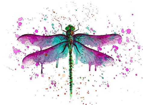 For Helen Dragonfly Watercolour Painting Illustration Original Etsy