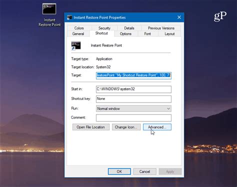 Create A Windows 10 System Restore Point From A Desktop Shortcut
