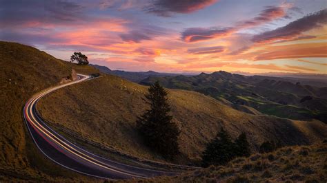 New Zealand Hill Mountain Road During Sunset Hd Nature Wallpapers Hd