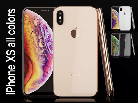 3d Model Apple Iphone Xs All Colors Most Accurate Vr Ar Low Poly