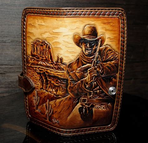 Hand Tooled Western Wallet Leather Cowboy Wallet Leather Etsy