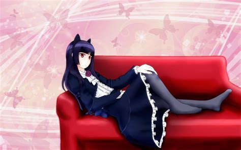 Girl Anime Character Sittig On Sofa Hd Wallpaper Wallpaper Flare